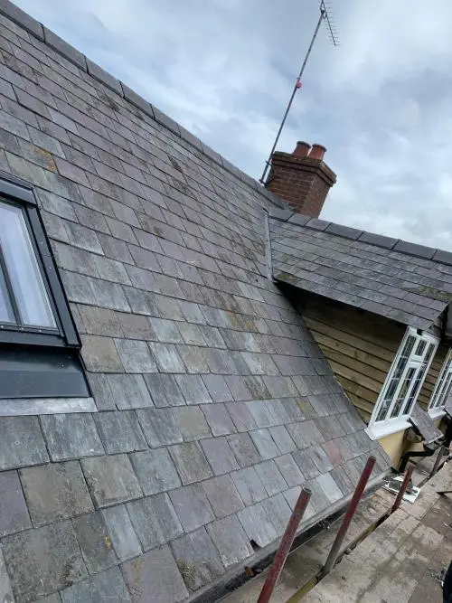Re-roofing of slate roof
